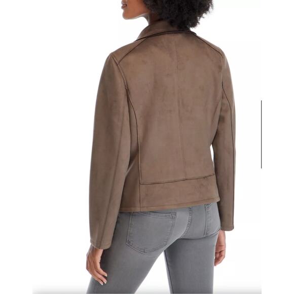Philosophy Women's Faux Suede Moto Jacket SZ L - Picture 2 of 10